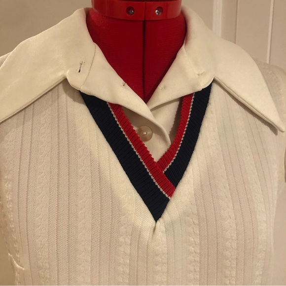 Vintage 60s Knit Preppy Dress With Collared Shirt Dickey - Picture 8 of 9
